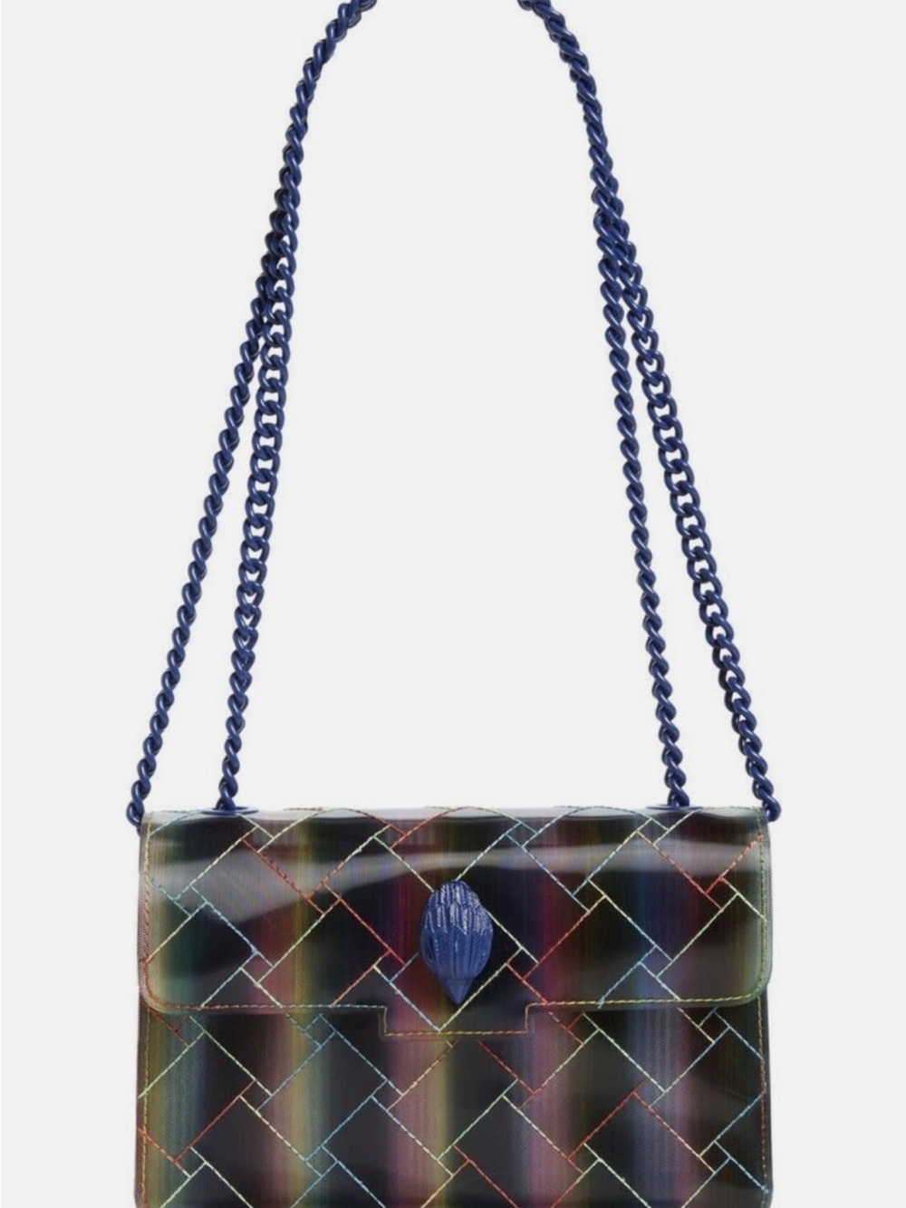 New Kurt Geiger London Medium Kensington Colorful Stitch Rainbow Shoulder Bag